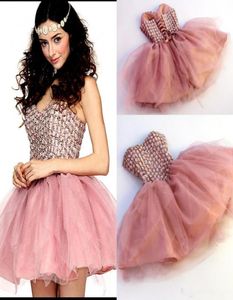 Sweety Homecoming Dresses Sweetheart Sleeveless Mini Pärlade balklänningar Back Laceup Tiered Ruffle CSTOM Made Afican Cocktail Par2255965