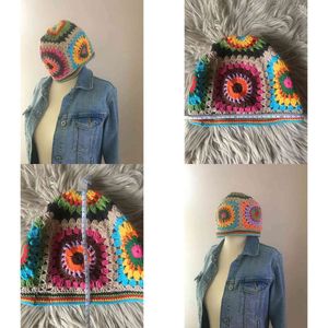 Square Cap Bucket Hat Crochet Granny Beanie Free Original Quality