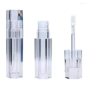 Storage Bottles 100pcs 6.8ML Hexagonal Empty Lipstick Tubes Hexagon Transparent Lip Gloss 4 Sytles Wand Clear C706