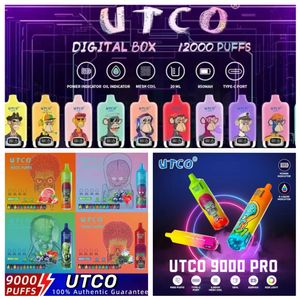 Utco Tornado Puffs original 9K 12K 7000 Cigarros descartáveis E 9000 Puff Puff Pretended Cartidge Mesh Coil RGB Light Vape Pen Kit vs Randm 7k Randmvapes 12000