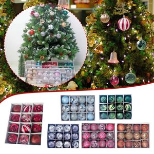 Decorative Figurines Christmas Tree Pendant Nordic Romantic Shinning Balls Decoration Pvc Xmas Display Colorful Ball Ornament 6cm 12pcs