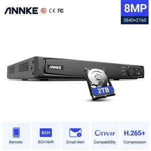 Recorder Annke 8ch 8MP POE NVR NETZNETTE VIDEORORDER NVR für POE IP Camera P2P Cloud Function Plug and Play