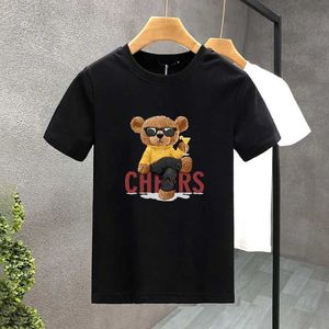 Men's T-Shirts 2024 Funny Bear Luxury 100% Cotton High Quty Print Couple Ts Summer Harajuku For Men/Women Short Slve T-shirt Asian Size T240425