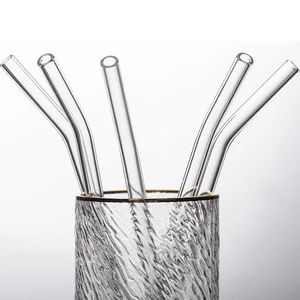 2008mm Clear Glass Straws For Smoothies Cocktails Drinking Healthy Reanvändbart Eco Friendly Drinkware Accessory Y240424