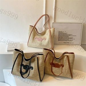 Yaz Dokuma Çanta Kadın Tasarımcı Beach Bag Lady Vintage Tek Omuz Tote Çanta Moda All-In-One Kapasiteli Hafta Sonu Tatil Koltuk Çantası Saman Dokuma Çanta