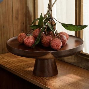 Plates Walnut Color Solid Wood Cake Tray Ins Style Household Living Room Sum Dish Dessert Table Display Frame Fruit