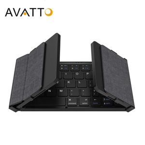 Avatto 휴대용 ​​미니 폴딩 무선 Bluetooth 5.1 Windows Android iOS 태블릿 iPad 전화 240419 용 3 채널 연결 키보드