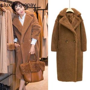 Maxmaras cappotto orsacchiotto da donna in cashmere cappotto inverno celebrità liu taos a metà lunghezza per peli di agnello ispirato di lana calda.