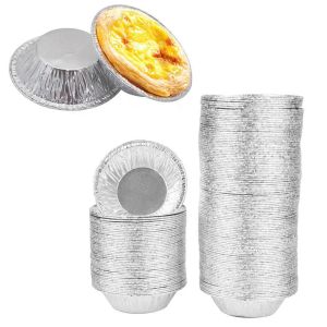 Moldes 50/100pcs assando bolos de biscoito muffin ovo molde de molde fresco descartável bom lata folha bolo de bolo de alumínio redondo papel alumínio Bakin Tools