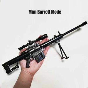 Gun Toys 2023 Novo Miniatura Barrett Sniper Rifle Rifle destacável Jedi Substitua Submachine Gun Model liga M416 Akm Pistol Toy Gun Garoth Gifts T240428