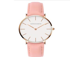 36 мм простые женские часы Точные Quartz Ladies Watch Комфортный кожаный ремешок или нейлоновая полоса Двух рук.