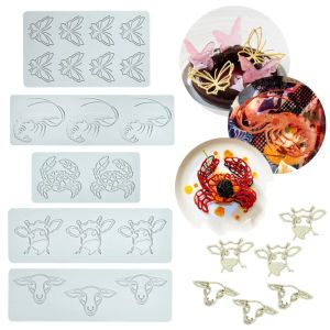 Moulds Animal Styles Silicone Cake Lace Mold Butterfly Shrimp Swan Cake Decorating Tool Border Decoration Lace Mold Kitchen Baking Tool