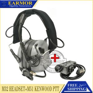 アクセサリーEarmor M32 MOD4 TACTICAL HEADSET M51 PTTアダプターセットBAOFENGラジオ通信撮影ノイズクリアランスに適しています