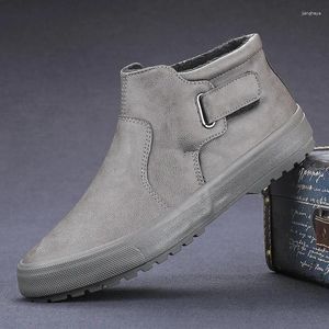 Boots Men's Leather Winter Warm Boot Shoes Short Fur Inside Male Cotton Fashion Casual #9155