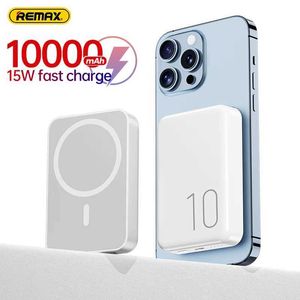 Cell Phone Power Banks Remax wireless power pack 10000mAh magnetic fast charging 22.5W external battery suitable for iPhone 15 14 13 Pro Max Magsafe power pack J240428