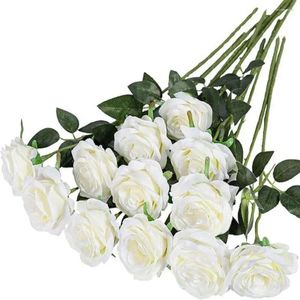 Dekorativa blommor 1pc brudröda rosor nattbord mittstycken färgglad konstgjord siden diy blommor arrangemang valentiner dag dekor