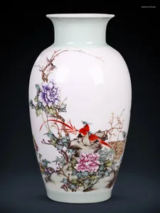 Vasos Pastel Cerâmica Vaso Flower Flower Ornamento Chinês Ornamento de estar Sala de estar TV Decoração Presente de casamento