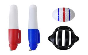 Golf Ball Liner Triple Line with 2 Marker Pen Color Blue Red Putting Position Aids Line Marker Drop Ship5489099