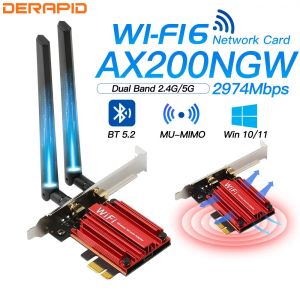 Karten WiFi 6 AX3000 Adapter 2.4g 5G 3000 Mbit / s Dual Band Network Card Bluetooth 5.2 WiFi -Empfänger Dongle für Windows 10 11 Linux AX200