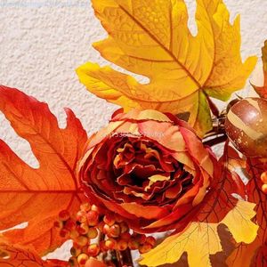 Decorative Flowers 15in Autumn Wreath Fall Artificial Thanksgiving With