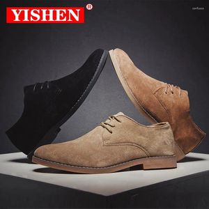 Buty zwykłe Yishen Suede Oxford for Men Solid Lace-Up Zapatillas Hombre Business Dress Classic Flats Spring Autumn