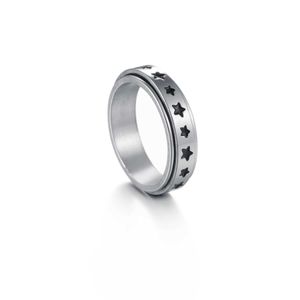 Anelli per matrimoni 6 mm Argento in acciaio inossidabile anelli stellari rotabili per uomini donne alla moda maschio elegante gelido argello in metallo giffali