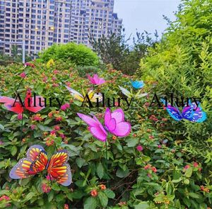 Dekoracje ogrodowe 22 cm podwójna warstwowa symulacja motyli z tyczkowym ogrodnictwem Yak Park Outdoor Craft na kiju turystyczne atrakcje dekoracyjne