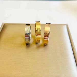 Band Rings 2023 Classic Cross and Stone Luxury Brand Stainless Steel Ring for Girls Female Couple Ring Will Never Fade as a Birthday Gift at Wedding Q240427