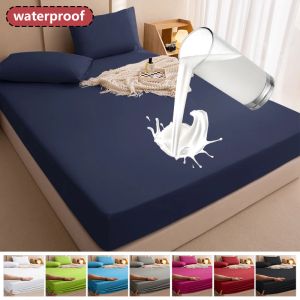 Cama 100% de colchão à prova d'água Capas de colchão protetor folhas ajustáveis ​​de cama com banda elástica Single Double King Size 140/160/180x200