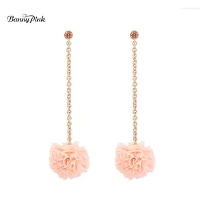 Stud Earrings Banny Pink Cute Cotton Flower Pendant Studs For Women Bohemia Long Chain Post Fashion Jewelry Pendientes