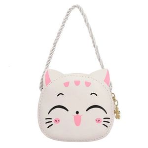 Cartoon Childrens Crossbody Bag söta katt barn mode mynt handväska handväska mini axel för flickor och pojkar 240424