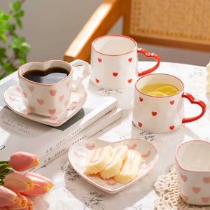 Mugs Novel hand drawn coffee and tea cups creative heart cups ceramic milk cups J240428