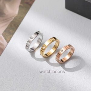 High-End Cartter Luxus Ring Klassiker Liebesring V Gold Dicke elektroplattierte 18k leichte hohe Edition schmal breites Einzeldiamant Drei