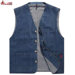 Skjortor nya män kostym västar denim blå väst väst man multipocket brudgummen affärsansvarig dräkt väst man gilet bröllopskläder