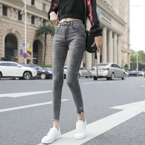 Frauen Jeans 2024 Skinny Women Jeanshose Stretchable Baumwollstoff Womans Bleistift Klassische graue Damen Lange Hosen