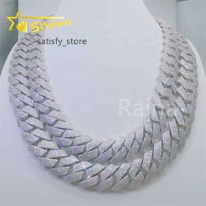 Iced Out Fashion Jewelry VVS Moissanite Necklace 925 Sterling Silver 18mm Diamond Cuban Link Chain