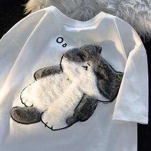 2024 Summer Cartoon Cat Womens Tshirt Korean Simple Casual Short Rleeve Fun Słodka słodka topy Y2K 240424