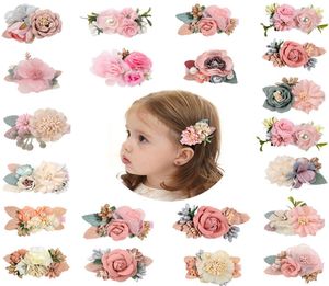 18pcs Kinder Baby Girls süße Prinzessin Blumenhaarklammern Baumwolle und Leinen Stickband Stirnband 8 Farben Barrettes Haarnadel Boutique AC1878105