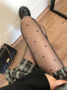 Sexy Black Stocking Heart Polka Dot Lolita Pantyhose Socks High Alta