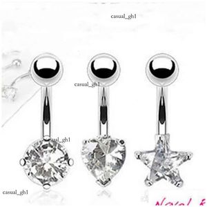 Tiffanyringly Navel Bell -knappringar Ringar Knappringar Rensa zirkonkvinnan Body Piercing Star Dangle Gauge For Girl Bikini i par med en Bikini -navel Exposed Suit 297