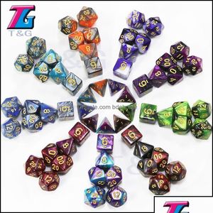 Gambing gambing eğlence spor oyunları açık havada karışık renk zar seti d4-d20 zindanları ve dargon rpg mtg masa oyunu 7pcs/set damla dhqzi teslim