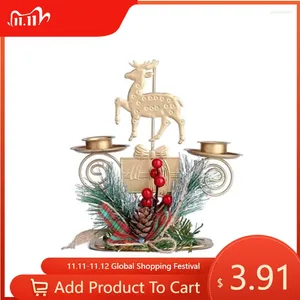 Świec Holders Christmas Holder Lantern Cout Iron Santa Claus Elk Snowflake Candlestick Rok Dekoracja stołu