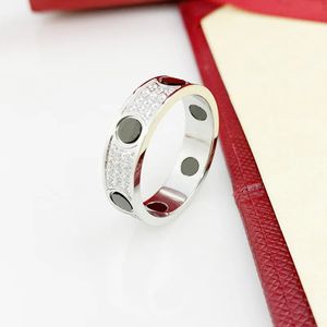 Anello stellato anelli anelli designer per chiodi per donna in acciaio in acciaio rosa in oro rosa placcato con diamante completo per anelli da uomo regalo di fidanzamento del matrimonio 4 5 6mm multi size12