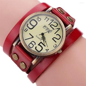 Wristwatches 2024 Women Watches Vintage Cow Leather Bracelet Watch Men Ladies Dress Quartz Reloj Wholesales