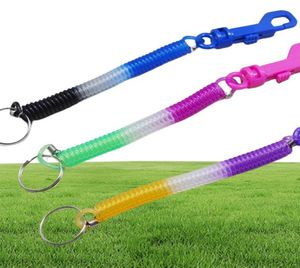 Keychain med klippfjäderspolningsladdning Tether Flexibel stöldfast stretch Elastic Lanyard Keyring Fashion Key Chain Key Ring Random C4275365