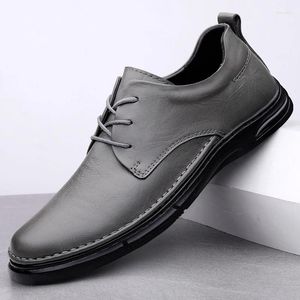 Scarpe casual abito da uomo in pelle genuina maschi grigio nero oxford lace-up wedding