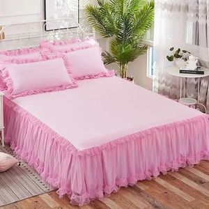 Spódnica łóżka 1PC Księżniczka Niepoślizgowa okładka materaca Ruffled Lace Bedskirt Arkusz łóżka Protektor Protektor domowy arkusz łóżka