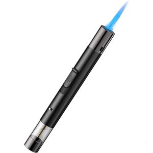 Factory Direct Supply Windproof Straight Torch Blue Flame Lighter,Refillable Without Gas Jet Flame Butane Cigar Torch Lighter