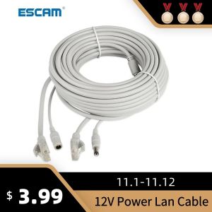 Webcams Escam 30m/20m/15m/10m/5m RJ45 + DC 12V Power LAN -Kabelkabel -Netzwerkkabel für CCTV -Netzwerk -IP -Kamera