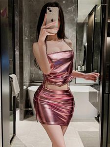 Casual Dresses Sexy Lingerie Tight Nightclub Spicy Flirting Women Dress Elegant Rose Red Fashion Sweet 2024 Tops Y3I7